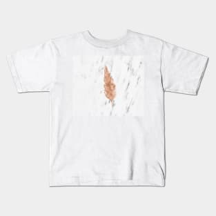 Rose gold feather on marble Kids T-Shirt